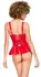 Black Level Vinyl Peplum Top and Thong Set Red S Adjustable Fit