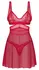 Obsessive Cupide Desir Babydoll L/XL Red Lace Gold Accents