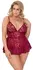 Cottelli CURVES Babydoll Set Red XL - Lace & Velvet, Adjustable Fit