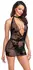Noir Handmade Dress Chain XL - Sheer Black Floral Tulle & Rhinestone Detail