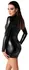 Noir Orgia Chimera Powerwetlook Mini Dress S, Long Sleeves, Black