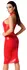 Noir Orgia Dress Red M - Powerwetlook Cold Shoulder Knee-Length