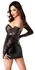 Noir Handmade Orgia Powerwetlook Mini Dress with Lace & Gauntlets L