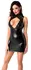 Noir Handmade Orgia Powerwetlook Mini Dress with Lace, Size S