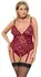 Cottelli Curves Lace & Velvet Suspender Body Red 2XL Adjustable Chains