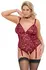 Cottelli Curves Lace & Velvet Suspender Body Red 2XL Adjustable Chains