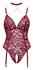 Cottelli Curves Lace & Velvet Suspender Body Red 2XL Adjustable Chains