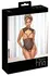 Abierta Fina Open Lace Bodysuit XL Black with Velvet Straps & Chains