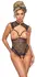 Abierta Fina Open Lace Body L - Black Floral Lace, Adjustable Straps