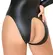 Cottelli Lingerie Bodysuit XL Long Sleeve Matte Black Open Front