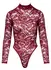 Cottelli Lingerie Lace Bodysuit Bordeaux Red 2XL Long Sleeve Elegant