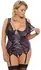 Cottelli Curves Basque Set 95E/2XL Dark Purple & Black Lace Adjustable