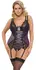 Curves комплект баска от дантела и матова материя, тъмнолилаво-черен, 85D/L