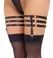 Cottelli Accessories Triple Adjustable Garters L/XL, Black Shine, Rhinestones