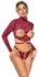 Abierta Fina Open Cup Lace Top & Crotchless Thong Red S