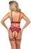 Abierta Fina Suspender Set Red S - Lace & Velvet Adjustable Lingerie