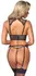 Abierta Fina Embroidered Lingerie Set Black - Adjustable Suspender Design M
