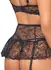 Abierta Fina Lace Lingerie Set 3-Piece 85C/L Black Rose Gold Accents