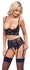 Cottelli Lingerie Set 3-Piece Lace & Chain, Black, 85B/L