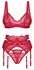 Obsessive Cupide Desir Lace Bra Set Red 2XL/3XL Adjustable Straps