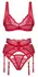 Obsessive Cupide Desir Lace Bra Set Red 2XL/3XL Adjustable Straps