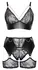 Cottelli Curves 3-Piece Black Lace Bra Set XL Adjustable Chains