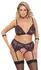 Cottelli Bondage Bra & Suspender Set 2XL, Purple-Black, Adjustable Chains