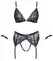 Cottelli Bondage Bra & Suspender Set 2XL, Purple-Black, Adjustable Chains