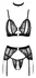 Abierta Fina Bra & Suspender Set L - Black Tulle, Velvet, Rose Gold Accents