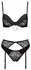 Cottelli Lingerie Set 85C/L Black Lace & Satin with Detachable Chains