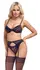 Cottelli Lingerie Bra Set Chain 80C/M Black Lace & Satin Trio