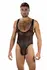 ENVY Fierce Deep V Mesh Bodysuit Black OS - Athletic Diamond Pattern