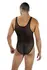 ENVY Fierce Deep V Mesh Bodysuit Black OS - Athletic Diamond Pattern