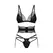 Obsessive Lobellis 3-Piece Lingerie Set Black XS Adjustable Lace Finish