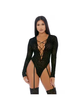 Feline Bodysuit with Cheetah Mesh and Long Sleeves XL by Lustful