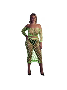 Neon Pink Long Sleeve Crop Top & Maxi Skirt UV-Activated Set by Shots