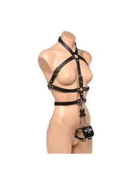 nsnovelties Female Body Harness S/M Black Vegan PU Adjustable Straps