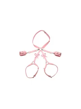 nsnovelties Bondage Harness M/L Pink - Adjustable Faux Leather with Bows