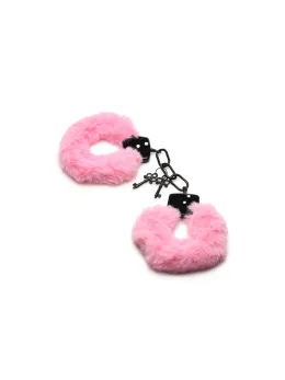 Cuffed in Fur Pink Adjustable Faux Fur Handcuffs with Metal Core