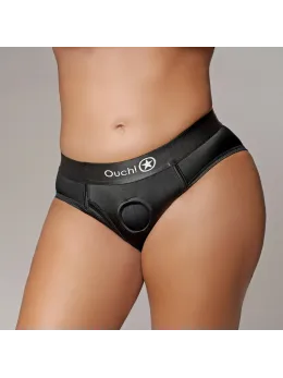 Sinner Gear Vibrating High-Cut Strap-On Brief XL/XXL Black Rechargeable