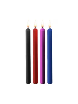 Ouch! Teasing Wax Candles Set - 4 Large Pieces, Multicolor