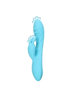 Loveline Ribbed Ultra Soft Silicone Rabbit Vibrator Glacial Blue