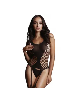 Shots Bodystocking Fence Suspender Net Pattern One Size S-XL Black