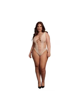 Obsessive V-Neck Intimate Bodysuit with Opaque Panels Queen Size