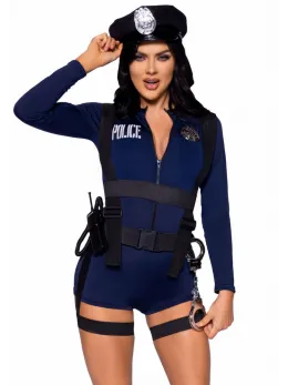 Dreamgirl Flirty Cop Romper Costume Navy Blue with Accessories XS