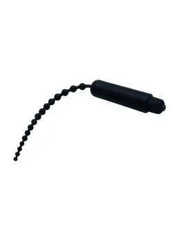 XR Brands Dark Rod Black Vibrating Beaded Silicone Urethral Device 24cm