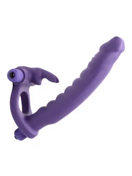 XR Brands Double Delight Rabbit Ring Vibrating System Purple Silicone