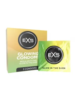 EXS Glow in the Dark Condoms 3-Pack | Odorless Thin Latex