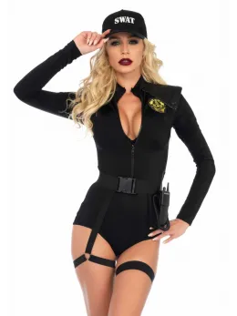 Leg Avenue Swat Team Babe Bodysuit Costume Set Black M