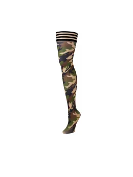 Kix'ies Alex Thigh-High Stockings B Size Camouflage Pattern